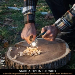 BeaverCraft BSH1 Dune Bushcraft Knife - 4.92" Carbon Steel Fixed-Blade With Walnut Handle And Leather Cover -Outdoor Equipment Store jK15XdSpbe0sCqeiUttCDaGmDr1iGR metaQlNIMSBEdW5lIFNwaW5lIHNwYXJrLmpwZWc3D