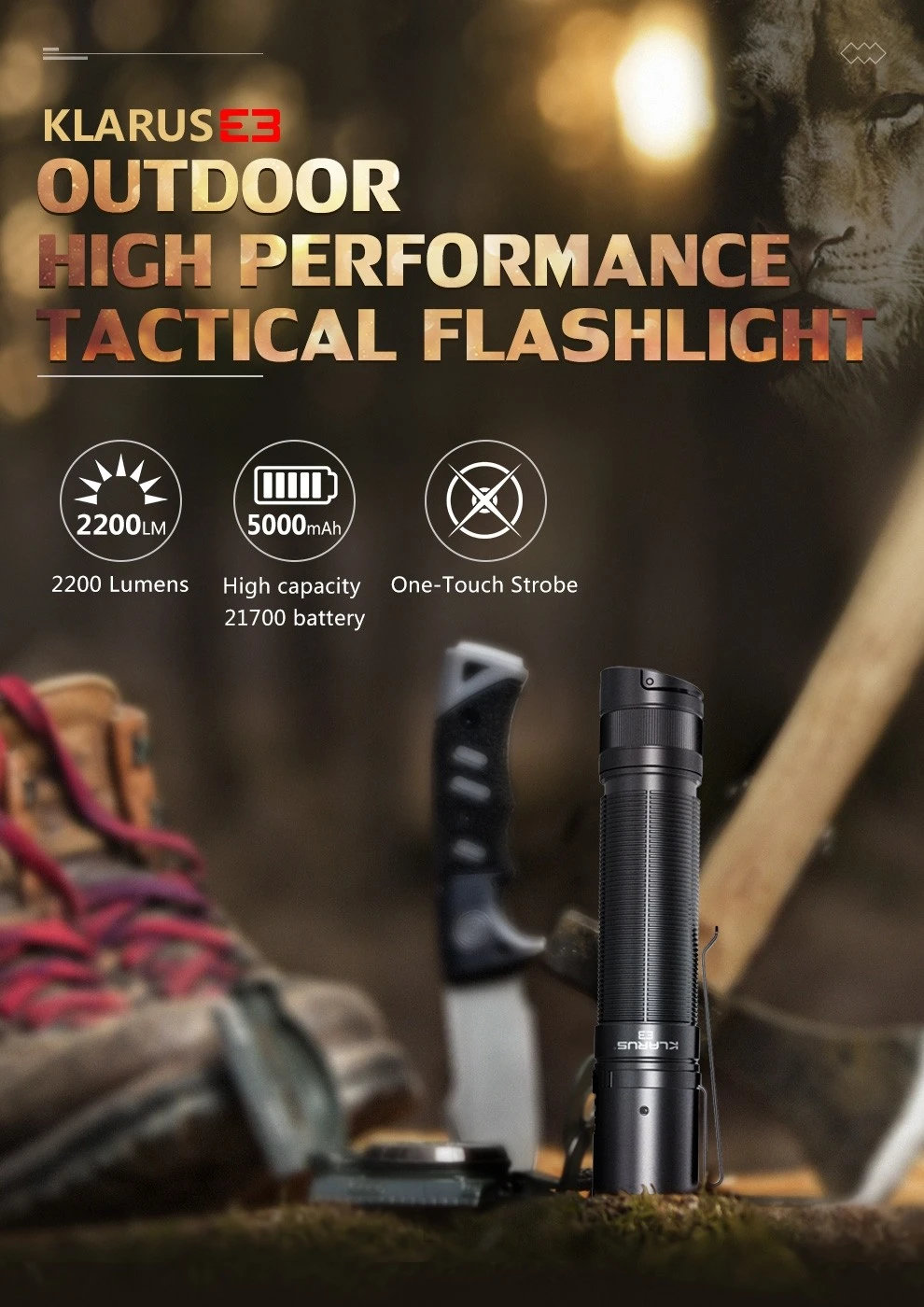 Klarus E3 Rechargeable Deep Carry Pocket Flashlight (2200 Lumens, 230 Metres) 6 Klarus E3 Rechargeable Deep Carry Pocket Flashlight (2200 Lumens, 230 Metres) - Image 4