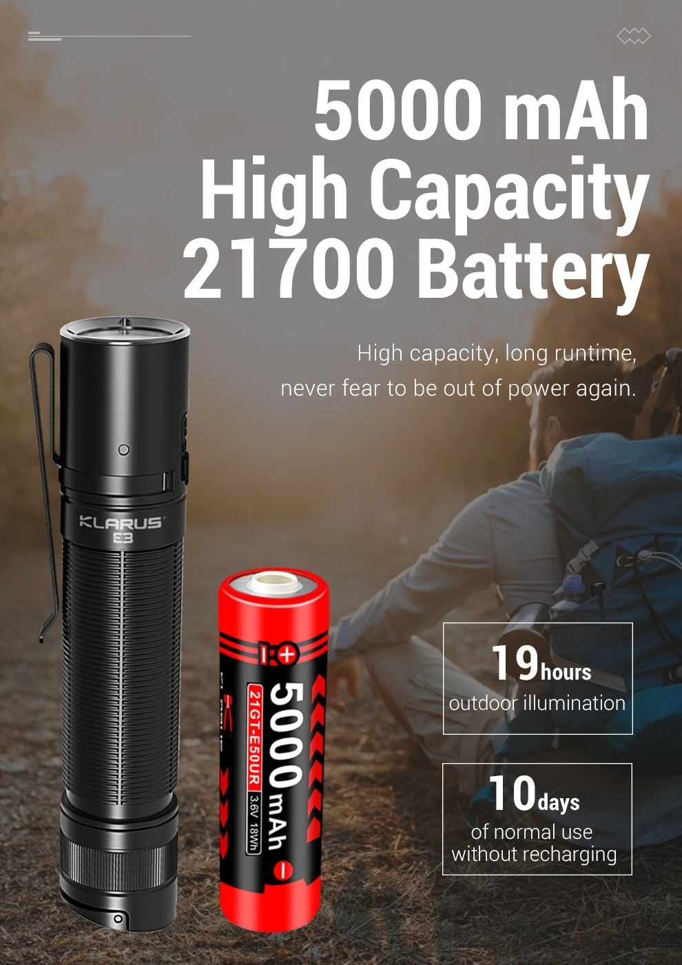 Klarus E3 Rechargeable Deep Carry Pocket Flashlight (2200 Lumens, 230 Metres) 16 Klarus E3 Rechargeable Deep Carry Pocket Flashlight (2200 Lumens, 230 Metres) - Image 14