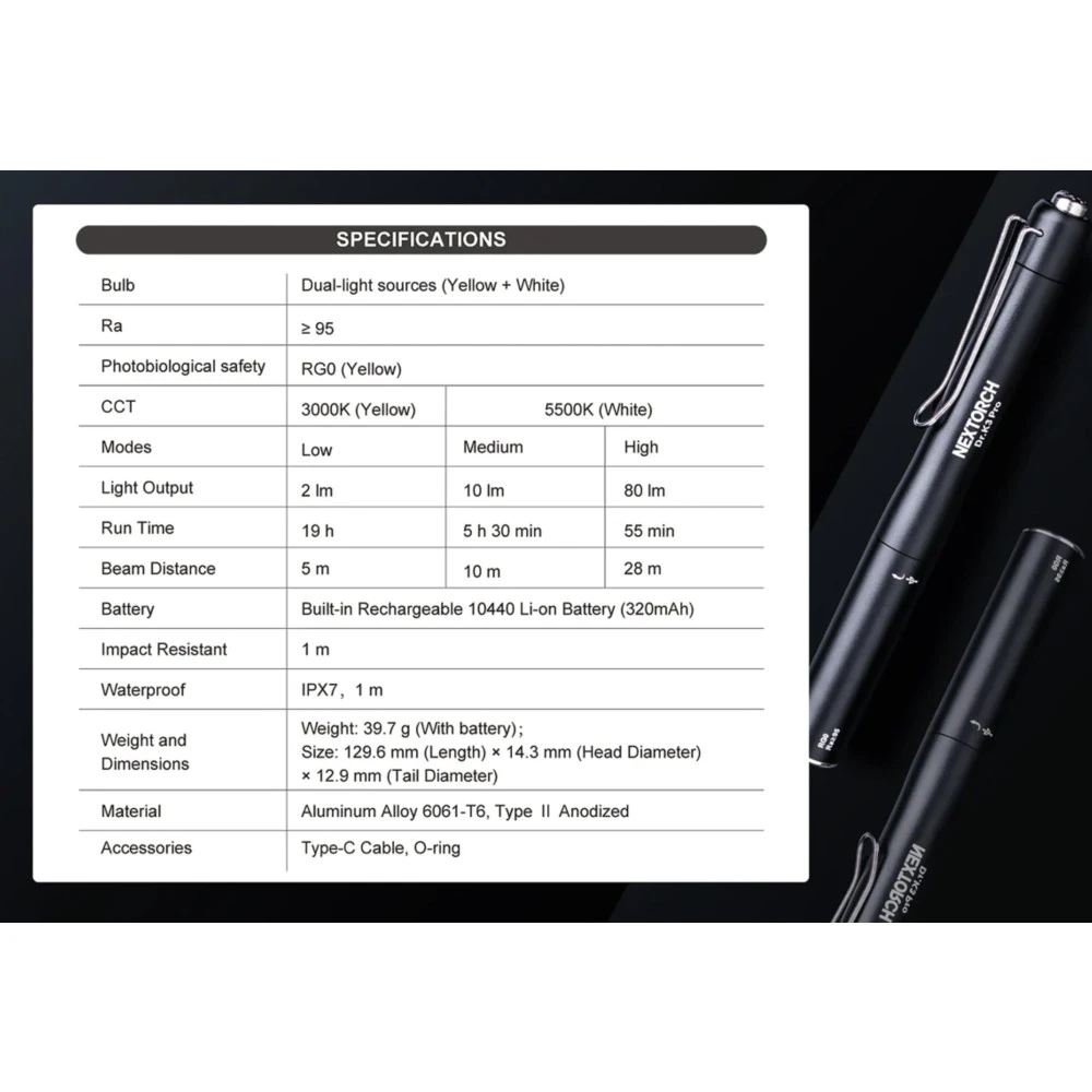 NEXTORCH Dr.K3 Pro Dual Light Source Rechargeable Medical Penlight (Yellow Light And White Light) 15 NEXTORCH Dr.K3 Pro Dual Light Source Rechargeable Medical Penlight (Yellow Light And White Light) - Image 13