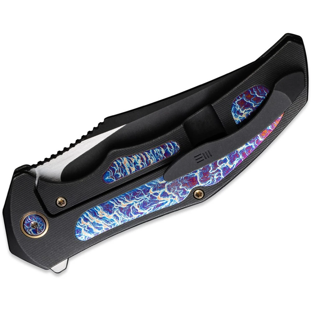 WE Knife Co. Magnetron, Black Titanium With Flamed Titanium Inlay, Black Stonewash CPM20CV Blade, WE18058-4 4 WE Knife Co. Magnetron, Black Titanium With Flamed Titanium Inlay, Black Stonewash CPM20CV Blade, WE18058-4 - Image 2