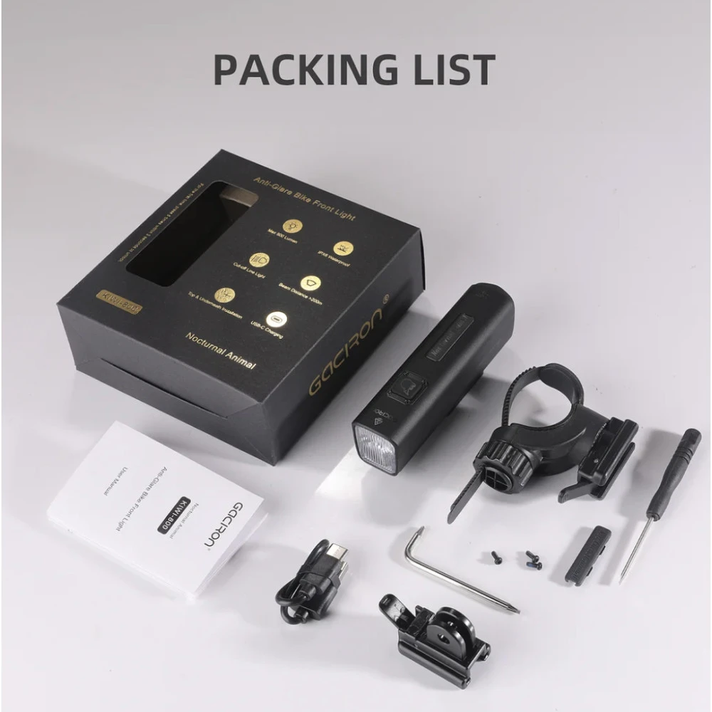 Gaciron KIWI-800 Rechargeable Anti-Glare Front Bicycle Light (800 Lumens) 17 Gaciron KIWI-800 Rechargeable Anti-Glare Front Bicycle Light (800 Lumens) - Image 15