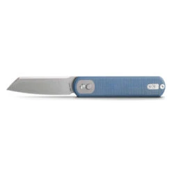 Vosteed Corgi - 2.98" Satin 14C28N Sheepsfoot Blade, Blue Micarta Handle, Trek Lock - A0725