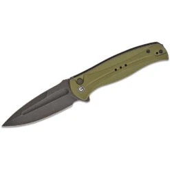 CIVIVI Incindie, 3.48" Black Stonewashed Spear Point 14C28N Blade, OD Green G10 Handles, Button Lock, C23053-2