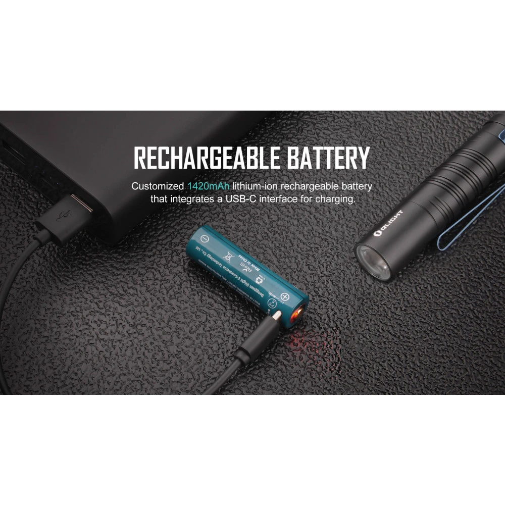 Olight I5R EOS Pocket Torch With Tail Switch And Rechargeable Battery - 350 Lumens, 64 Metres 6 Olight I5R EOS Pocket Torch With Tail Switch And Rechargeable Battery - 350 Lumens, 64 Metres - Image 4