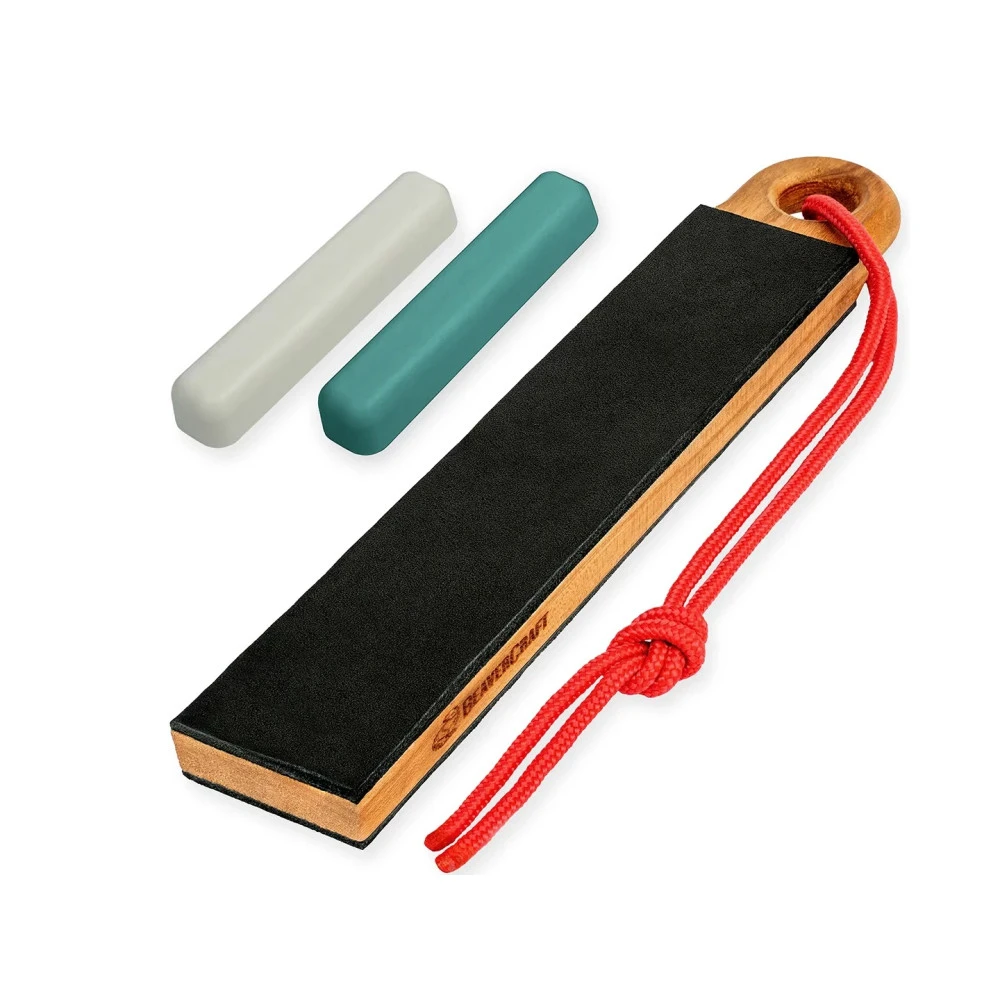 BeaverCraft Pocket Dual-Sided Leather Paddle Strop With Two Polishing Compounds - LS9P2 3 BeaverCraft Pocket Dual-Sided Leather Paddle Strop With Two Polishing Compounds - LS9P2