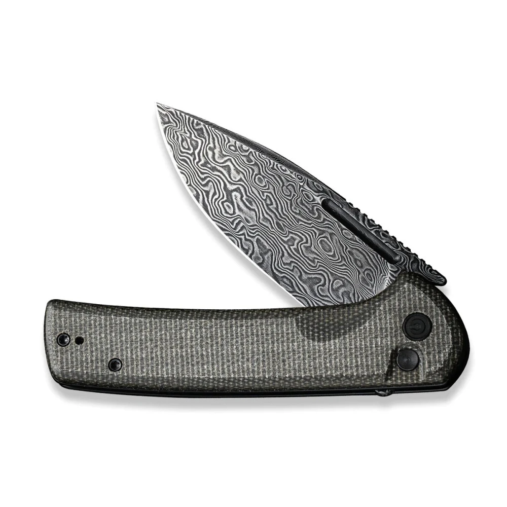 CIVIVI Conspirator, Dark Green Micarta With 3.48" Damascus Drop Point Blade, C21006-DS1 8 CIVIVI Conspirator, Dark Green Micarta With 3.48" Damascus Drop Point Blade, C21006-DS1 - Image 6