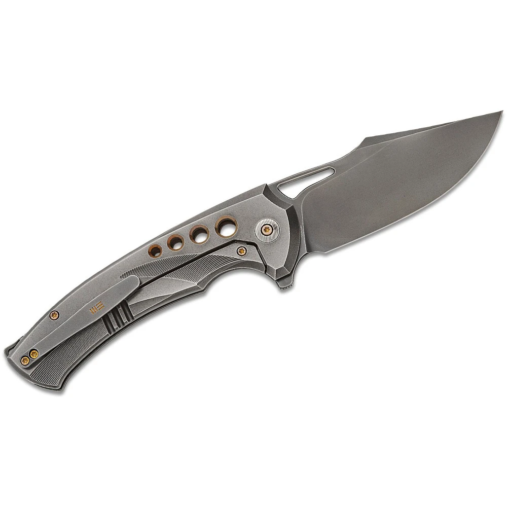 WE Knife Co. Swiftfin, 3.8" Polished Grey Modified Clip Point CPM-20CV Blade, Polished Grey Milled Titanium Handles, Damasteel Pivot Cap - WE23051-3 7 WE Knife Co. Swiftfin, 3.8" Polished Grey Modified Clip Point CPM-20CV Blade, Polished Grey Milled Titanium Handles, Damasteel Pivot Cap - WE23051-3 - Image 5