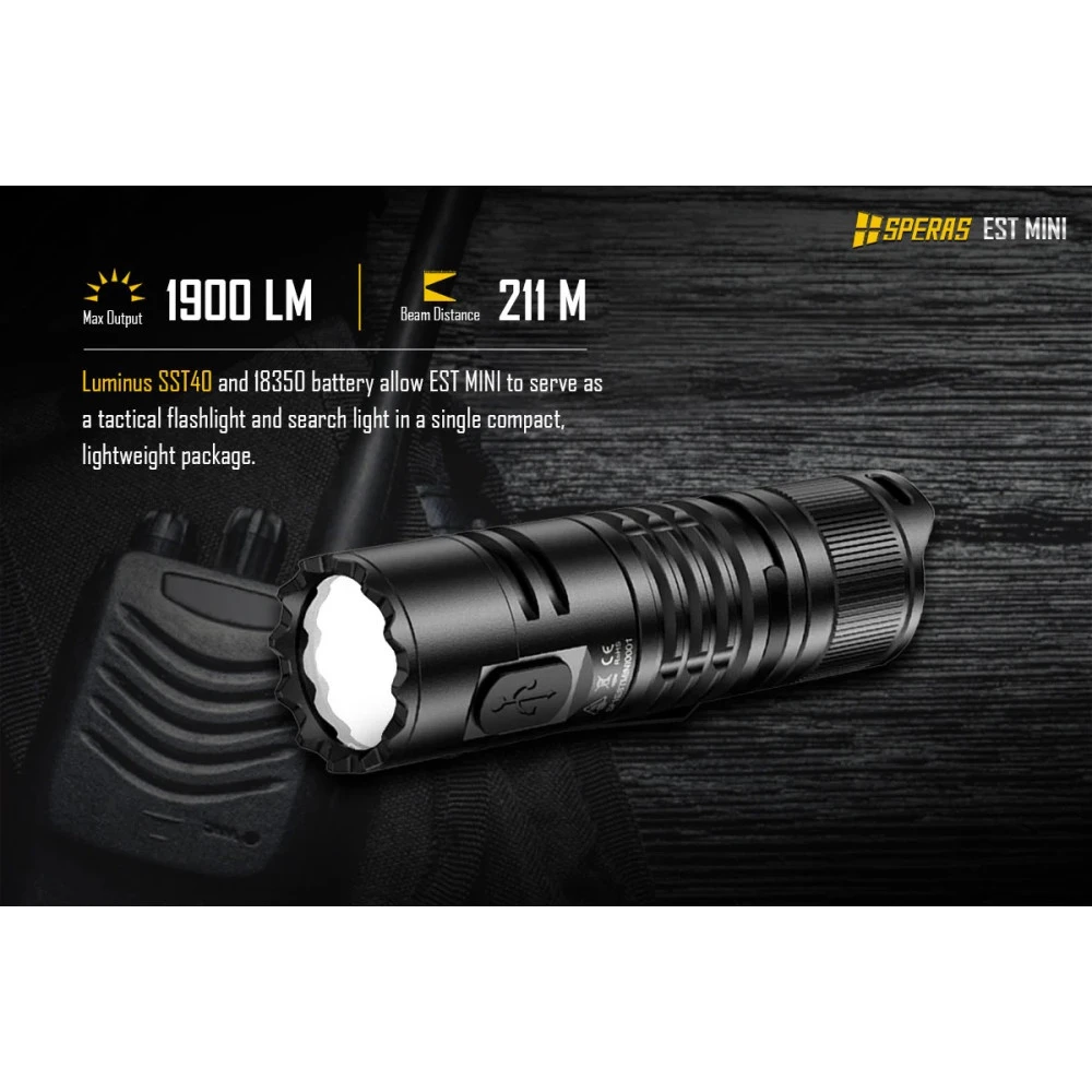 SPERAS EST MINI Rechargeable Pocket Light (1900 Lumens, 211 Metres) 7 SPERAS EST MINI Rechargeable Pocket Light (1900 Lumens, 211 Metres) - Image 5