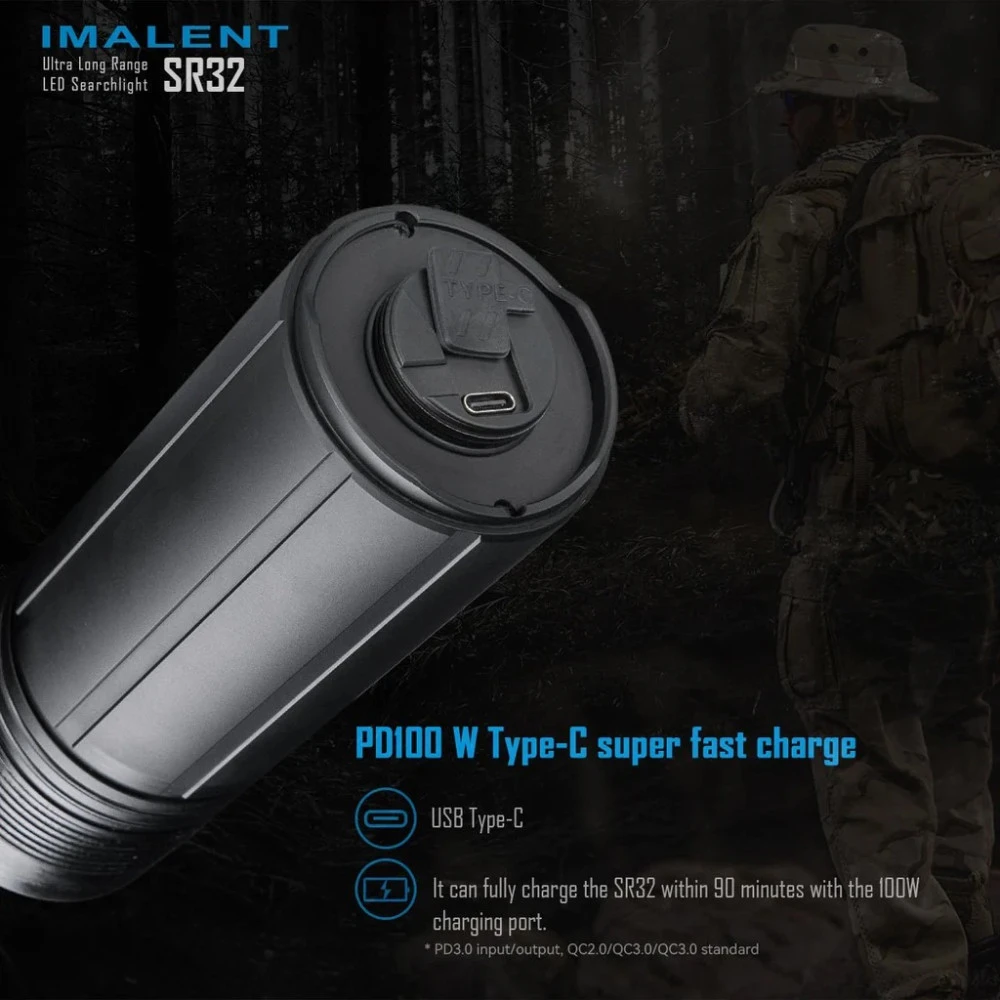Imalent SR32 Super Bright Rechargeable Searchlight (120,000 Lumens, 2080 Metres) 8 Imalent SR32 Super Bright Rechargeable Searchlight (120,000 Lumens, 2080 Metres) - Image 6