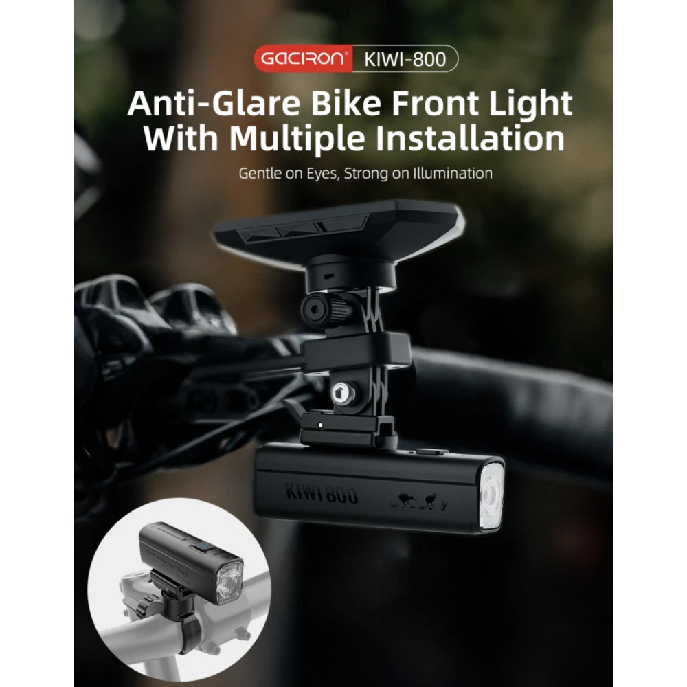 Gaciron KIWI-800 Rechargeable Anti-Glare Front Bicycle Light (800 Lumens) 6 Gaciron KIWI-800 Rechargeable Anti-Glare Front Bicycle Light (800 Lumens) - Image 4