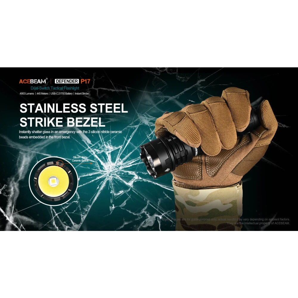 AceBeam Defender P17 Compact Tactical Torch (4900 Lumens, 445 Metres) 8 AceBeam Defender P17 Compact Tactical Torch (4900 Lumens, 445 Metres) - Image 6