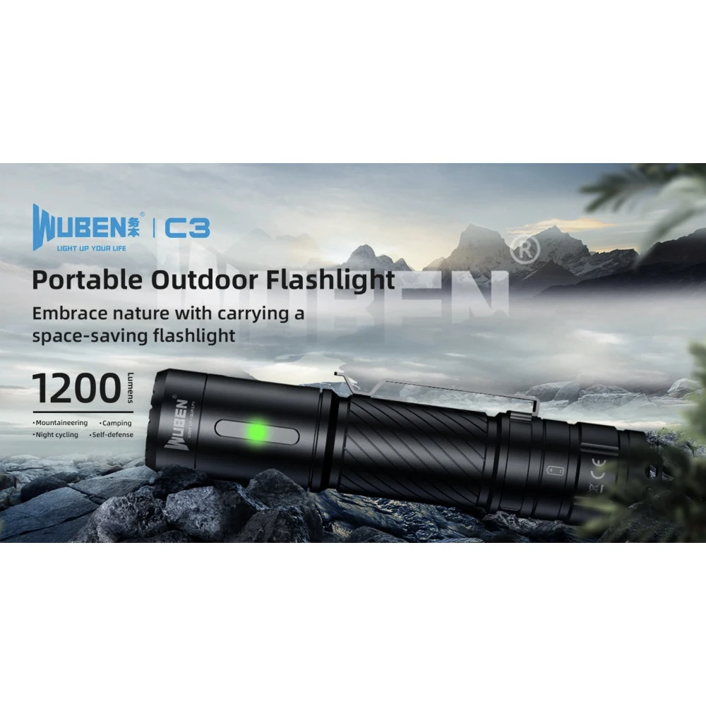 Wuben C3 Rechargeable Compact Flashlight (1200 Lumens, 179 Metres) 5 Wuben C3 Rechargeable Compact Flashlight (1200 Lumens, 179 Metres) - Image 3